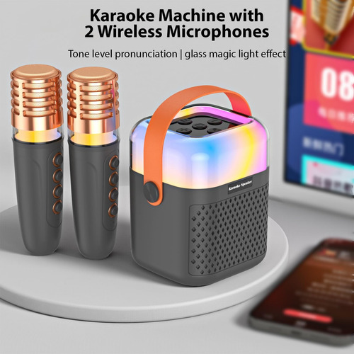 Máquina De Karaoke Con 2 Micrófo Inalámbricos Altavoz Equipo