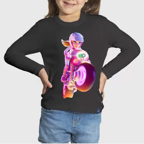 Polera Led Manga Larga Algodón Niñas Princesa Peach Pelicula