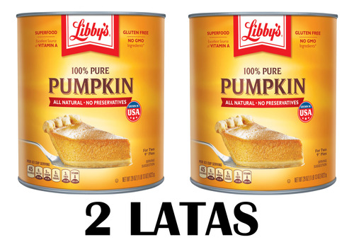 2 Pack Pure Calabaza Libby's 822g// 1.64kg Total //importada