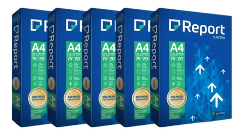 5 Pacote Caixa De Papel Sulfite A4 Folhas Report 75g 2500