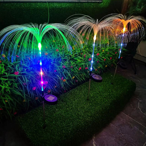 Lámpara Solar Con Medusas Led De Fibra Óptica, Simulación, S