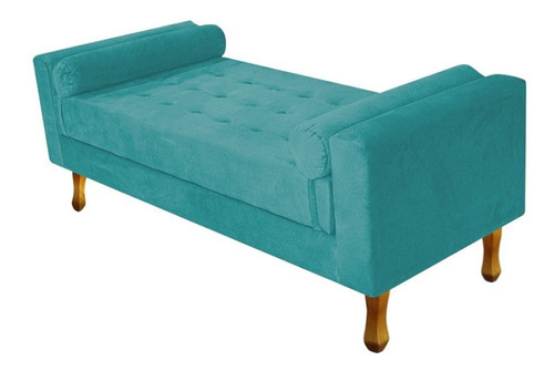 Recamier Baú Félix Solteiro 90 Sued Azul Turquesa Doce Sonho