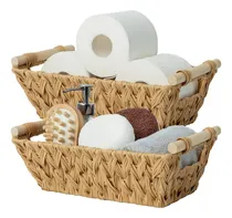 Comprar Set X2 Canastos Deco Mimbre Baño Organizador