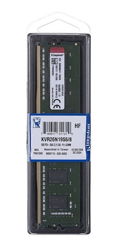 Memoria Ram Kingston Value Ddr4 8gb 2666mt/s Cl19 Dimm