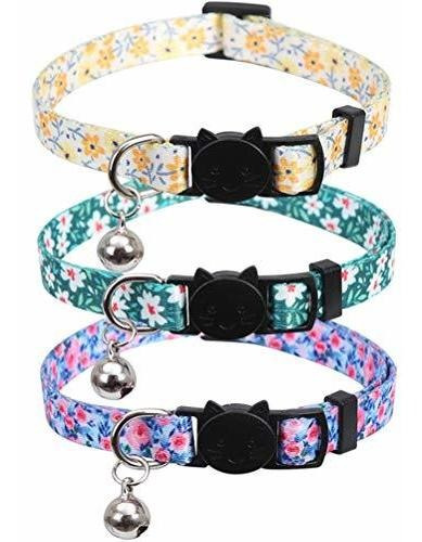 Lamphyface 3 Pack Collar De Gato Floral Con Campana Breakaw