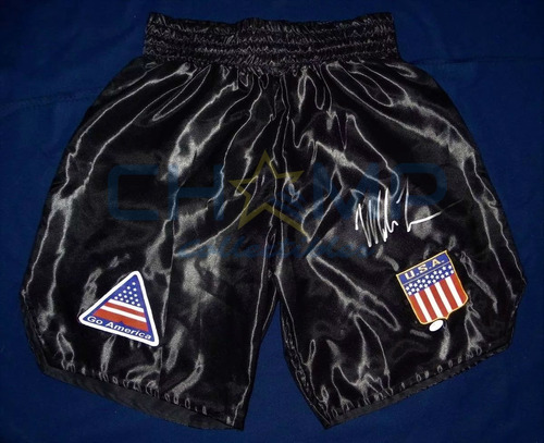 Short Firmado Mike Tyson Box Boxeo Iron Autografo 80's