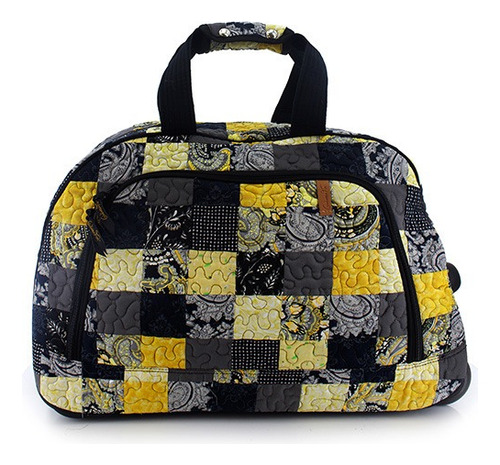 Mala Com Rodas Travel Set Patchwork Giulianna Fiori Cor Amarelo/preto