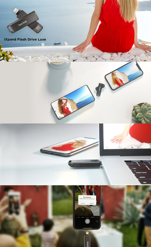 Sandisk Pendrive 256gb Ixpand Drive Luxe Lighting + Usb-c