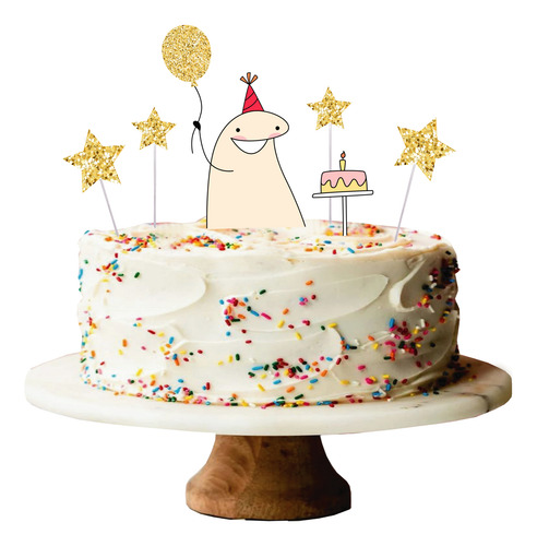 Topper Adorno Torta Feliz Cumple Flork Personalizado Dorado Flork
