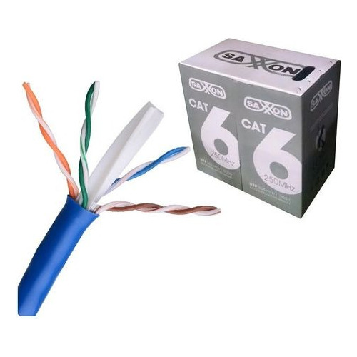 Bobina Cable Utp Saxxon Cat6 305m Azul Interior 8 Hilos