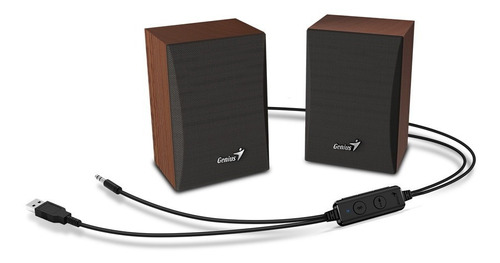 Parlante Genius Bluetooth Usb 3w X2 Pc Notebook Tv Hf-380 Bt Color Marrón oscuro