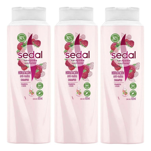 3 Shampoo Sedal Hidratación Anti Nudos 620 Ml
