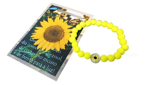 Pulseira Mini Girassol,flor Natural Adaptada,miçanga,estica