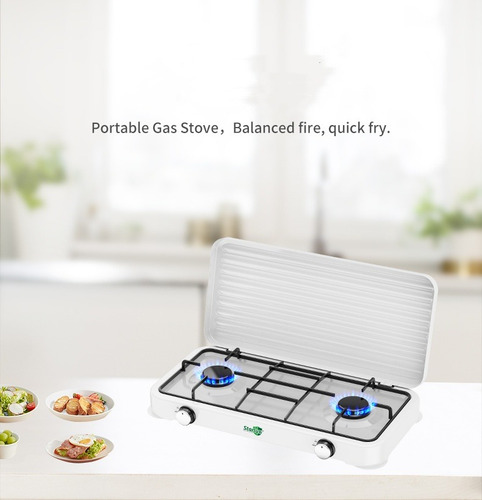 Parrilla De Gas De Sobreponer 2 Quemadores, Acero Inoxidable