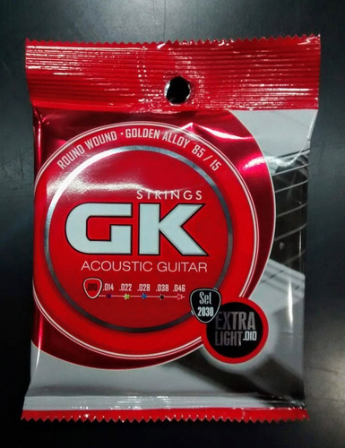 Imagen 2 de 4 de Encordado Para Guitarra Acustica Gk 010 - Cuerdas Metalicas