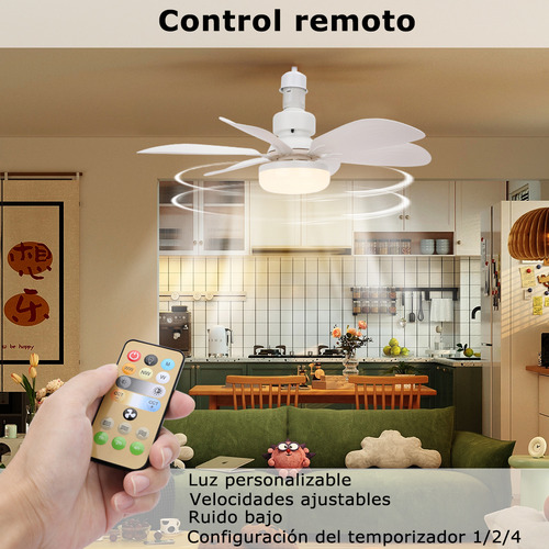 Ventilador De Techo CM-TOP Luz Lámpara 6 Aspas Con Control Remoto