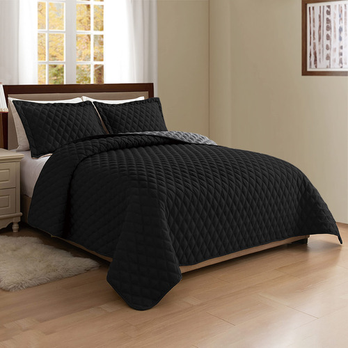 Juego De Colcha Reversible 3 Piezas Acolchada Ultra Suave
