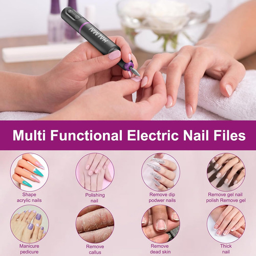 Taladro De Uñas Eléctrico, Kit De Lima De Uñas Portátil Inal