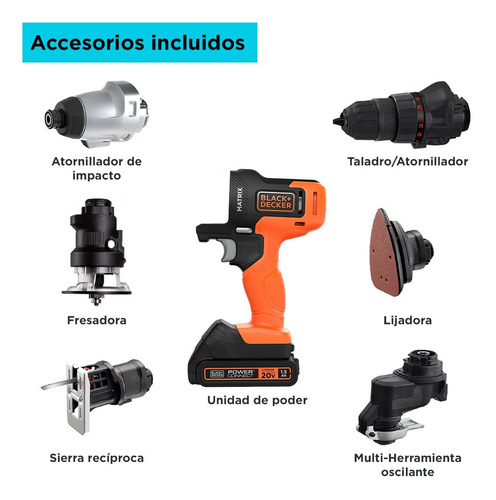 Taladro Inalámbrico 20v Black+decker Matrix Mtx20k6a Naranja