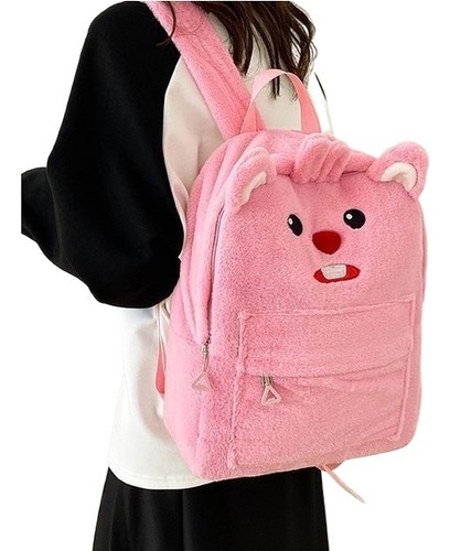 Mochila Estudiante De Peluche Pequeño Castor Loopy