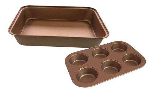 Set Asadera 24cm + Molde Muffins X6 Hudson Con Antiadherente