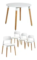 Comprar Juego de comedor Más que Sillas Eames Milan color blanco con 4 sillas diseño moderno mesa redonda de 90cm de largo máximo x 90cm de ancho x 75cm de alto