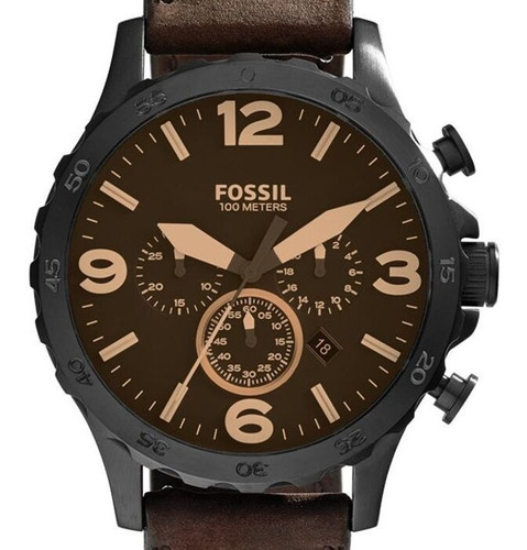 Relogio Fossil Masculino Couro Mostrador Marrom Jr1487/0mn