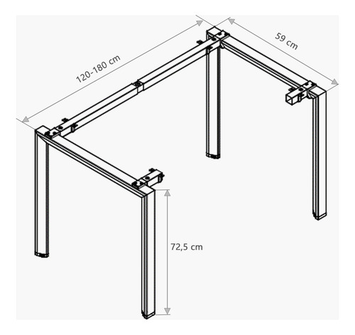 Base Escritorio Neo Extensible 120-180 X 60 Gris Claro Form