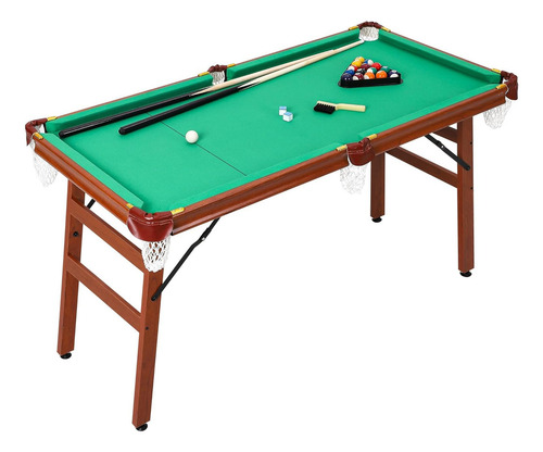 Mesa De Billar Plegable Portátil 140 Centímetros Verde