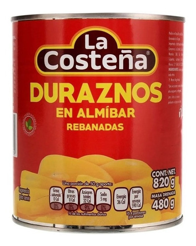 La Costeña Duraznos En Rebanadas 820 Gr