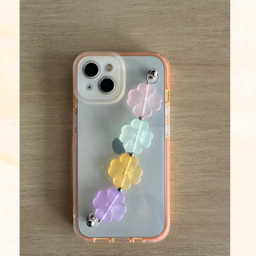 Funda Transparente Para iPhone Con Correa De Flores