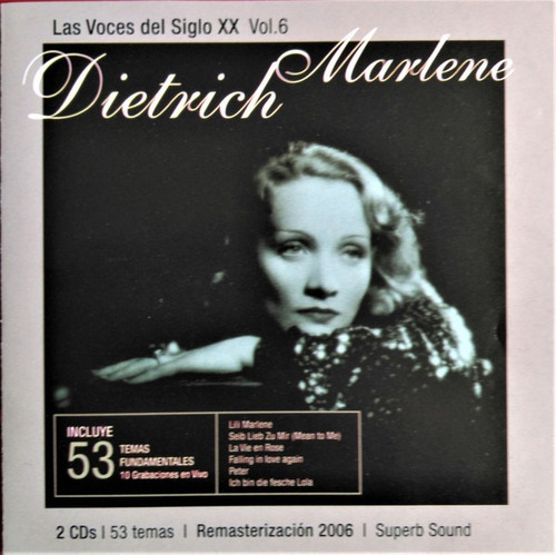 Marlene Dietrich  Las Voces Del Siglo Xx  Vol. 6 Cd 