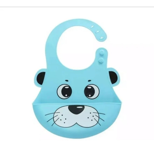 Imagen 2 de 5 de Babero Impermeable En Silicona Con Bolsillo - Fácil Limpieza