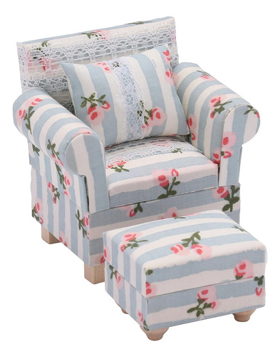 Silla De Sofá De Casa De Muñecas Con Otomano, Sillón De Mueb