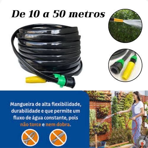 Mangueira Thevisionaries 10 Metros Flexível Não Dobra Potente Alta Pressão Reforçada Antidobra Antitorção Robusta Resistente Forte Lava Tudo Carro Chão Quintal Varanda Encher Piscina Regar Plantas