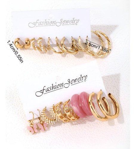 10 Pares De Aretes Con Decoración De Mariposa Y Perlas