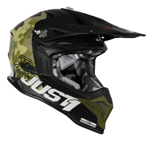 Casco Cross J39 Kinetic Camo Army Green Black Matt Just1