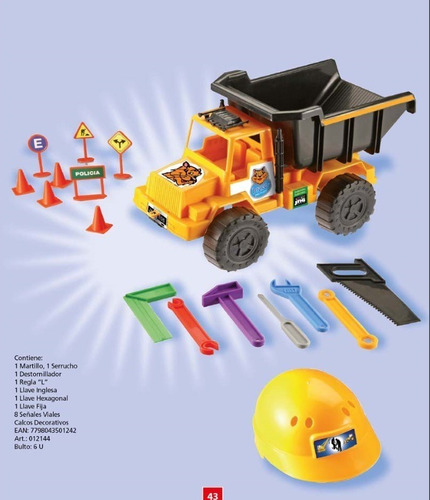 Camión Volcador Jr + Casco Y Accesorios - Jng -juguetes Juca
