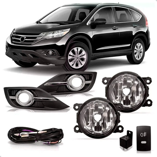 Kit Farol Neblina Milha Crv 2012 2013 2014 Friso Cromado