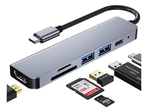... Hub Usb 3.0 Tipo C 6 Em 1 Adaptador Conversor