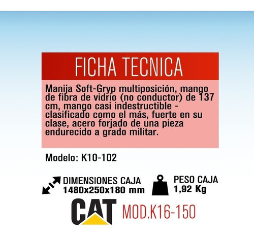 Azada Con Cabo Mango Fibra De Vidrio Cat K16-150 Dielectrica