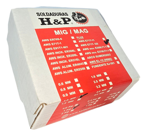 Alambre Mig Flux H&p E71t-gs 0.8mm X 1 Kilo. (pack 2 Rollos)
