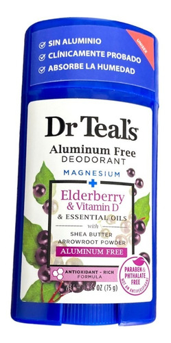 Dr Teals Antitranspirante Barra Elderberry Y Vitamina D 75g