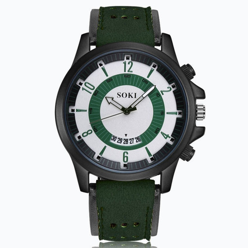 Relógio Soki Esporte Militar Pulseira Couro Mascu Lançamento