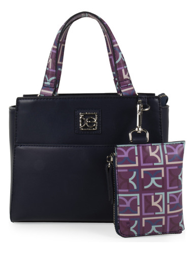 Bolsa Satchel Cloe Para Mujer Con Pouch Color Azul Marino