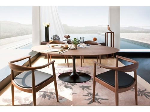 Mesa Comedor Tulip Madera Nogal Roble Ébano Circular 100 Cm