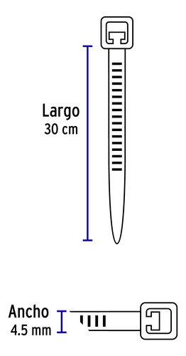 Cincho Plastico 30 Cms (22.7 Kg) Negro Bolsa De 50 Pz. 44328