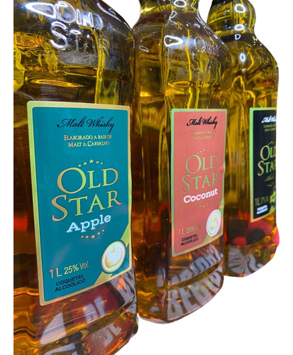 Kit Whisky 3 Garrafas 1l Apple, Coconut, Black Frete Grátis