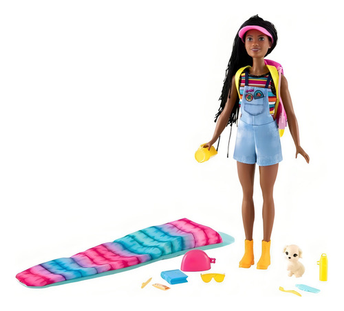 Día de acampada de muñeca Barbie negra de Brooklyn Hdf74 Mattel