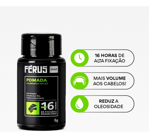 Kit 2pçs 1 Pomada Em Pó + 1 Pomada Efeito Mate Férus Man